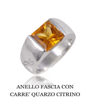 ANELLO FASCIA CON CARRE’ QUARZO CITRINO