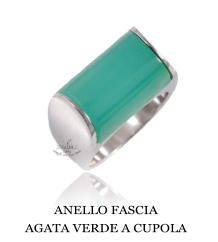 ANELLO FASCIA AGATA VERDE A CUPOLA