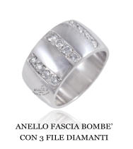 ANELLO FASCIA BOMBE’ CON 3 FILE DIAMANTI