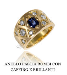 ANELLO FASCIA ROMBI CON ZAFFIRO E BRILLANTI