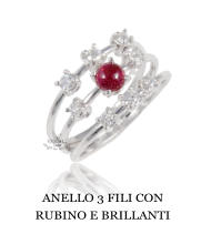 ANELLO 3 FILI CON RUBINO E BRILLANTI