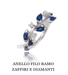 ANELLO FILO RAMO ZAFFIRI E DIAMANTI