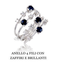 ANELLO 4 FILI CON  ZAFFIRI E BRILLANTI
