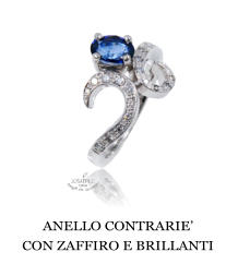 ANELLO CONTRARIE’ CON ZAFFIRO E BRILLANTI